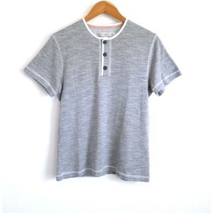 SHIPLEY & HALMOS NEW YORK Cotton Henley Tee Shirt Heather Gray Garmentory S $125